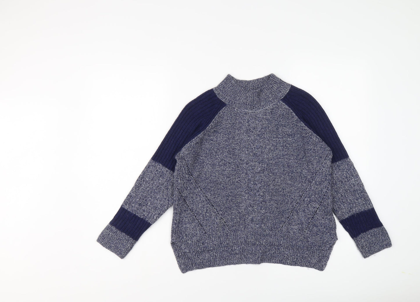 Marks and Spencer Womens Blue High Neck Acrylic Pullover Jumper Size 8