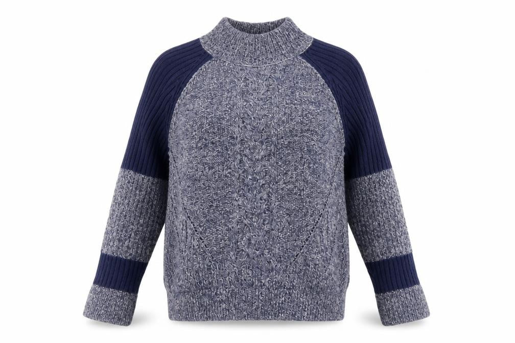 Marks and Spencer Womens Blue High Neck Acrylic Pullover Jumper Size 8