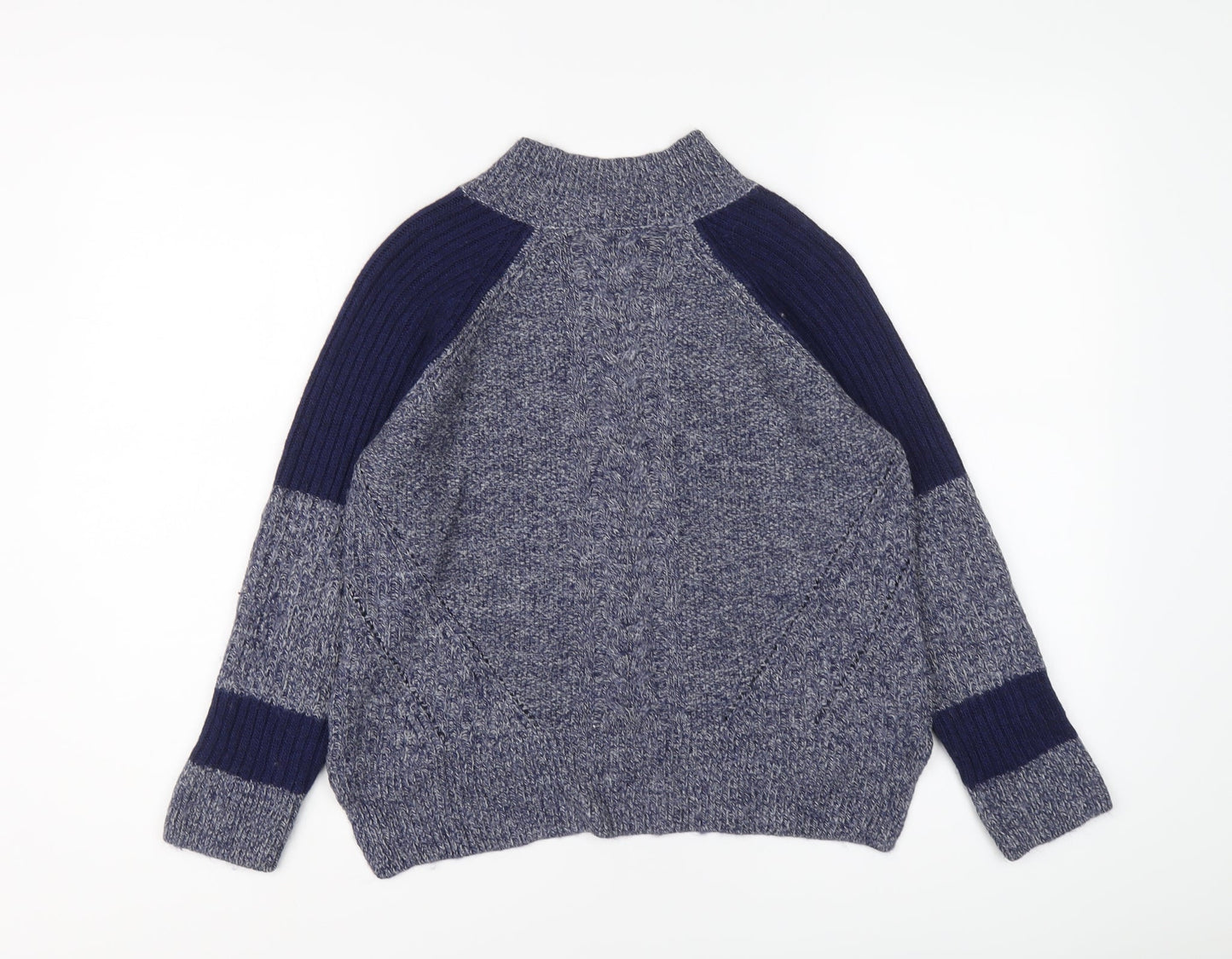 Marks and Spencer Womens Blue High Neck Acrylic Pullover Jumper Size 8