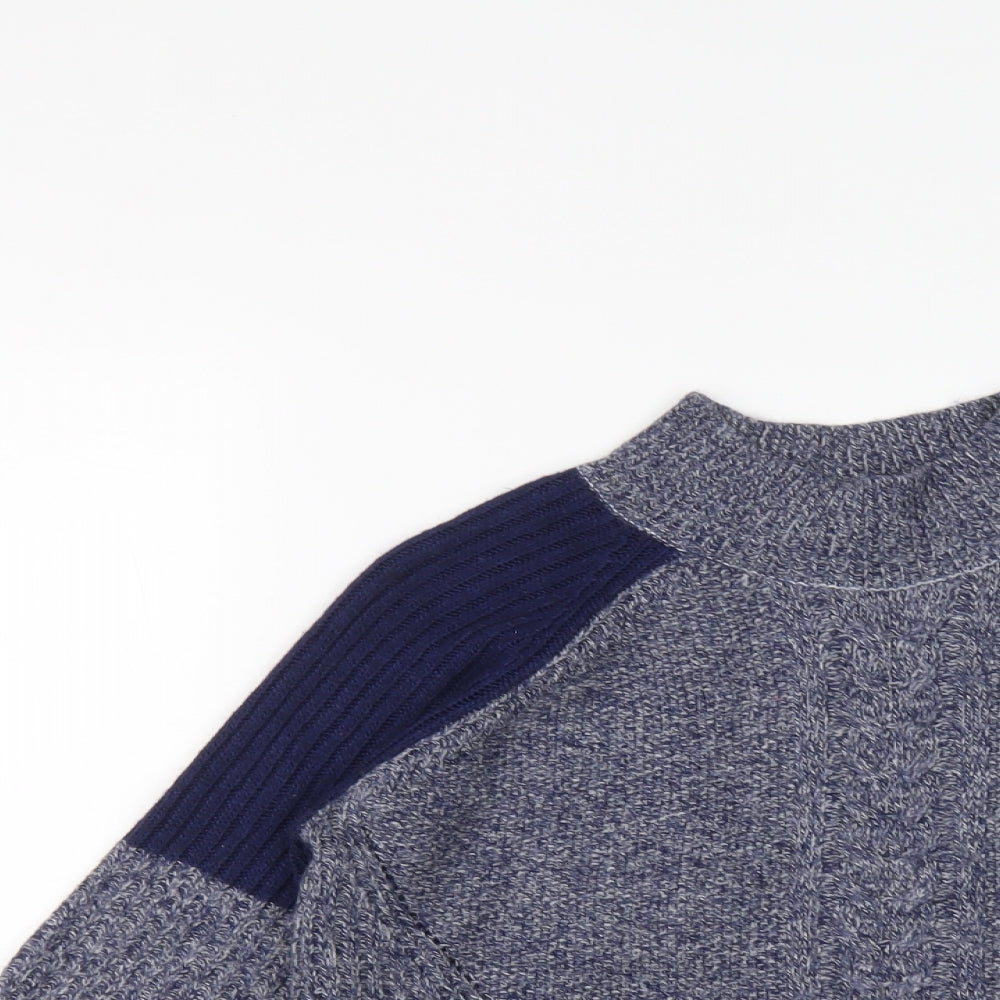 Marks and Spencer Womens Blue High Neck Acrylic Pullover Jumper Size 8