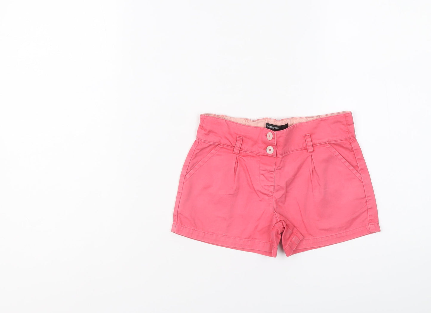 Autograph Girls Pink Cotton Chino Shorts Size 3-4 Years Regular Zip