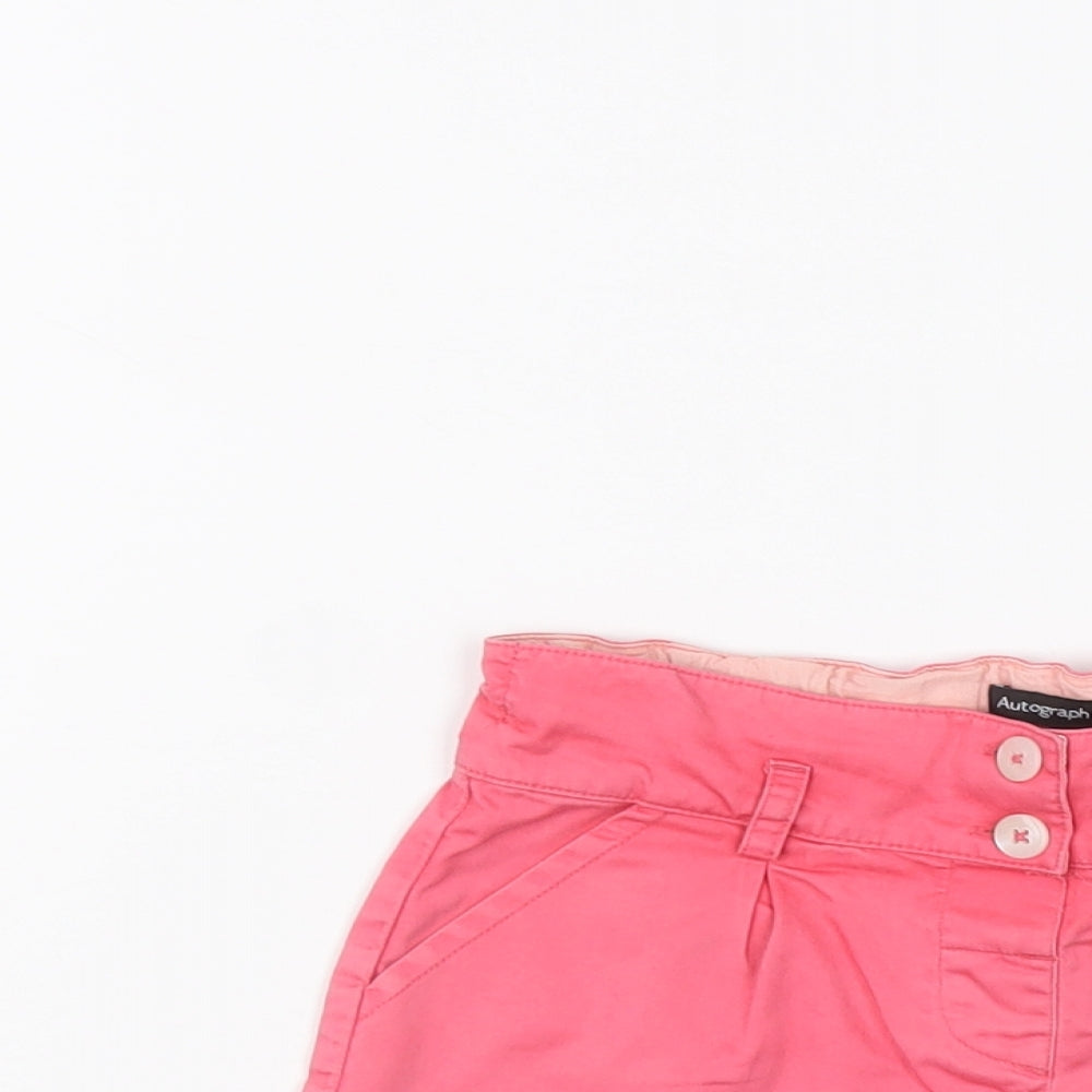 Autograph Girls Pink Cotton Chino Shorts Size 3-4 Years Regular Zip