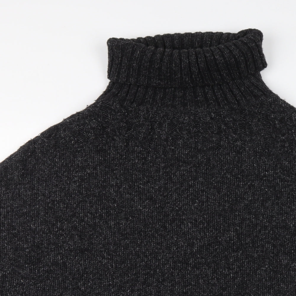 Monoprix Womens Grey Roll Neck Acrylic Pullover Jumper One Size