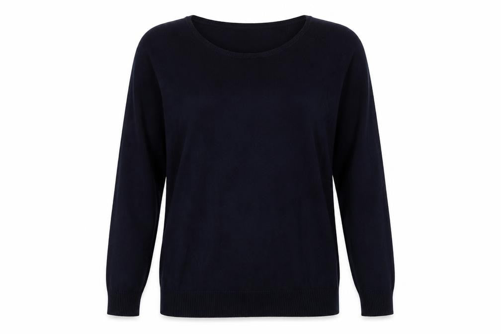 Front view of Sfera Casual women’s blue round neck viscose jumper, size L