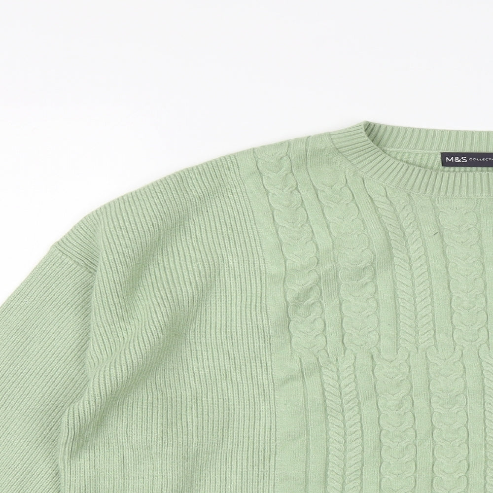 Marks and Spencer Womens Green Round Neck Viscose Pullover Jumper Size L