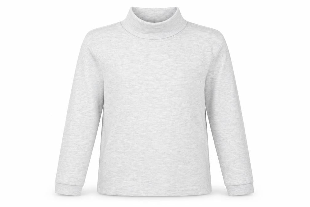 Front view of Marks & Spencer girls’ grey cotton basic t-shirt, size 9-10, years mock neck pullover