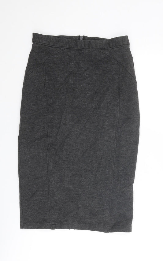 Warehouse Womens Grey Viscose Straight & Pencil Skirt Size 10 Zip