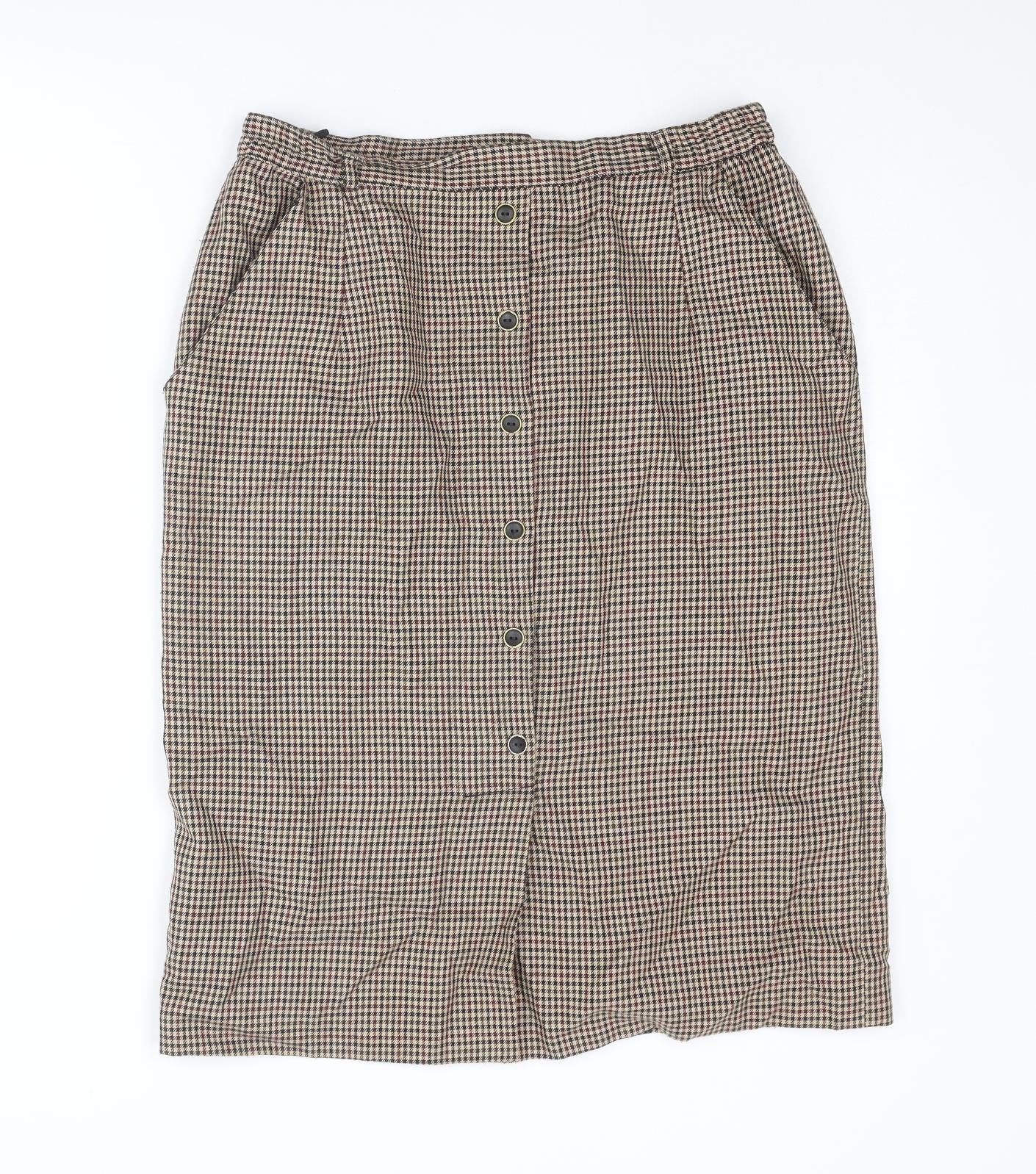 Essentials Womens Multicoloured Plaid Polyester A-Line Skirt Size 16 Zip