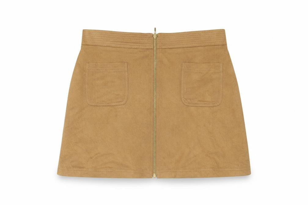 Marks and Spencer Womens Brown Polyester A-Line Skirt Size 14 Zip