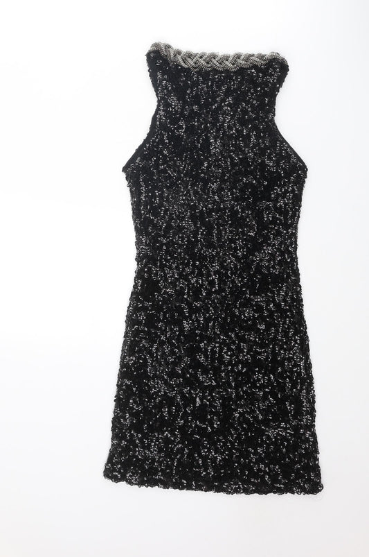 Stella Morgan Womens Black Polyester A-Line Size 8 Round Neck Pullover - Size 8-10