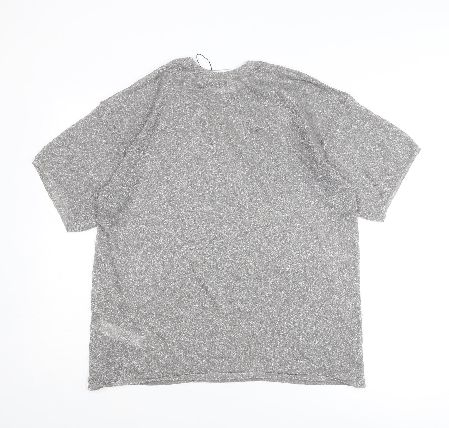 Zara Womens Silver Round Neck Polyester Pullover Jumper Size S