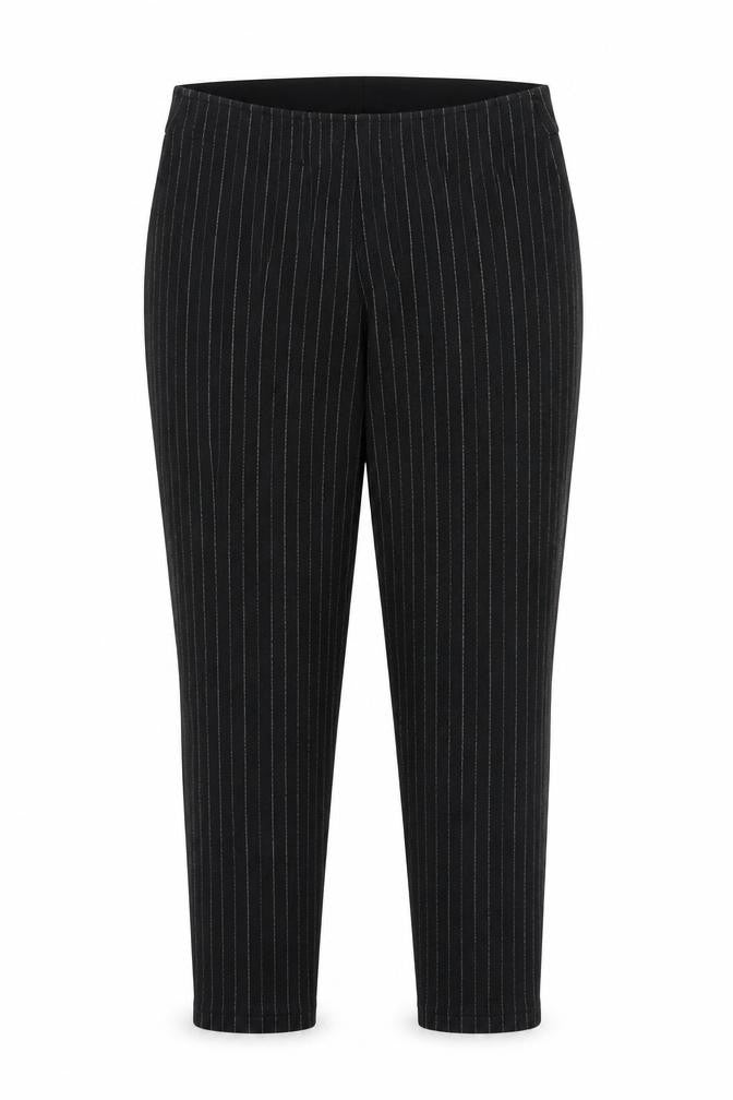 Marks and Spencer Womens Grey Striped Viscose Carrot Trousers Size S Regular Zip