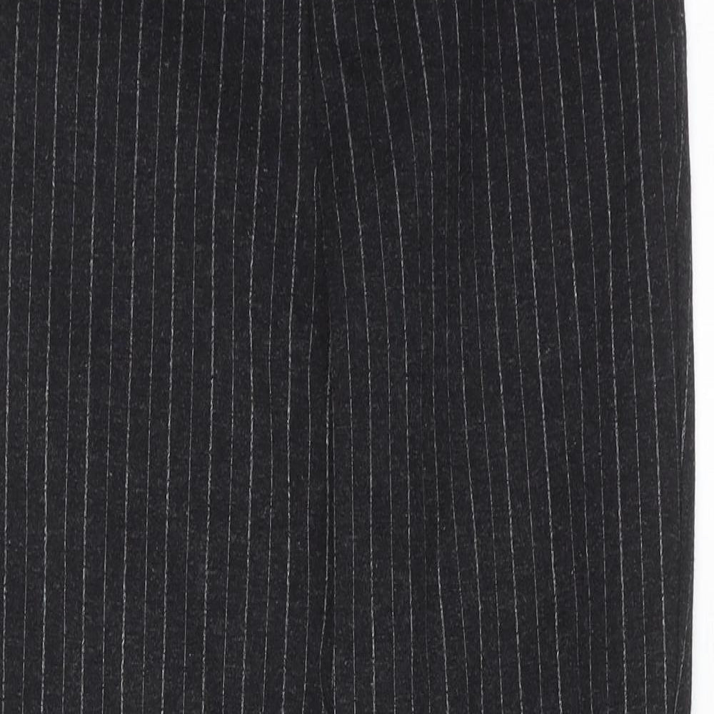 Marks and Spencer Womens Grey Striped Viscose Carrot Trousers Size S Regular Zip