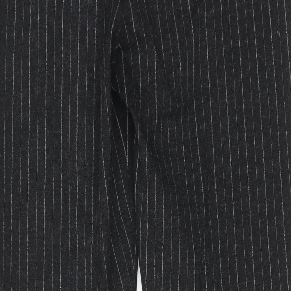 Marks and Spencer Womens Grey Striped Viscose Carrot Trousers Size S Regular Zip