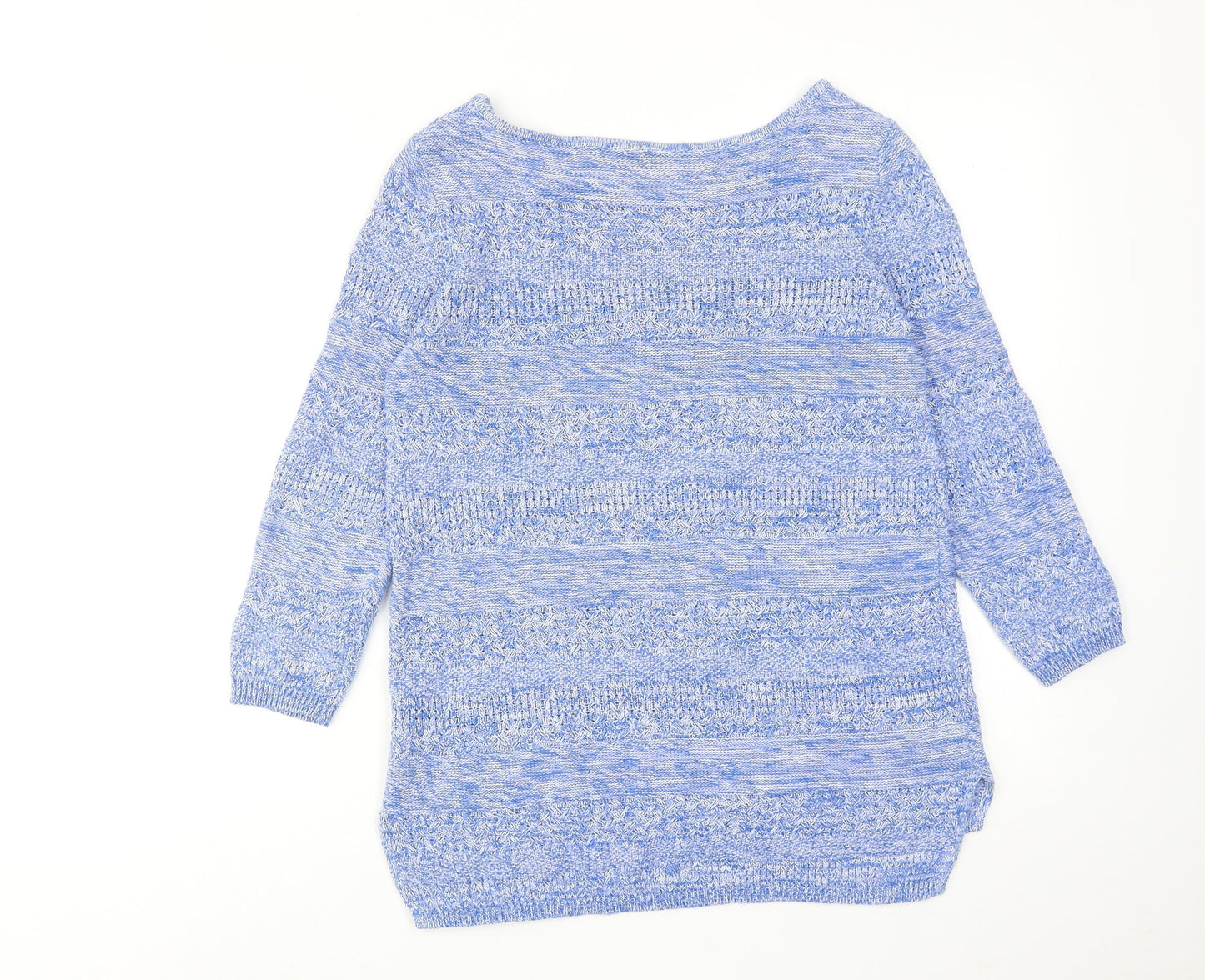 M&Co Womens Blue Boat Neck Cotton Pullover Jumper Size 10
