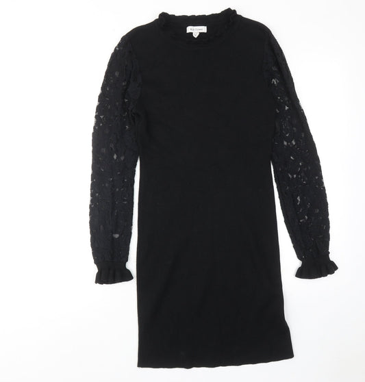 Wild Flower Womens Black Viscose A-Line Size M Round Neck Pullover