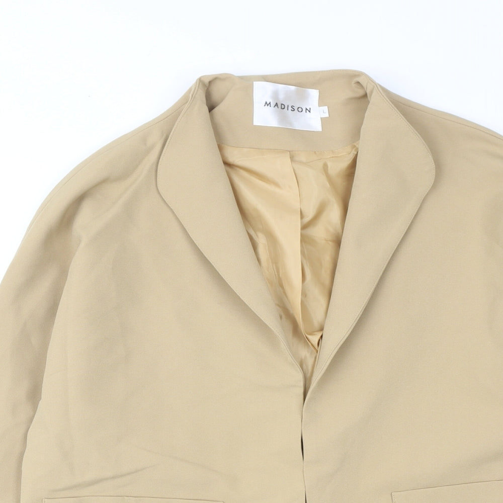 Madison Womens Beige Jacket Blazer Size L Hook & Eye