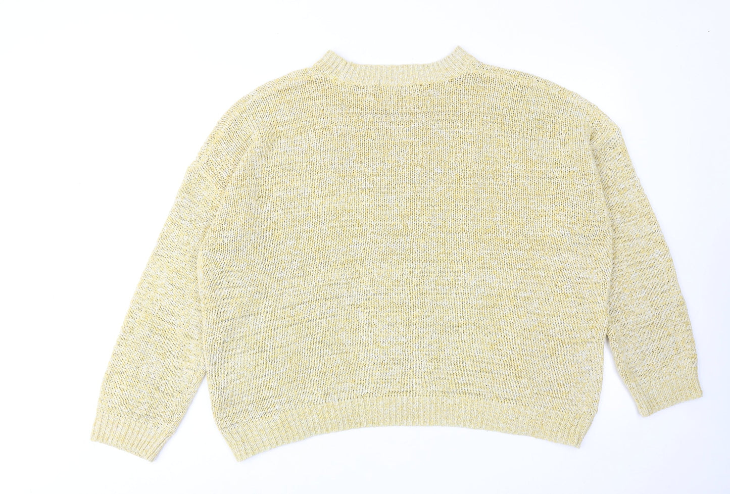 Marks and Spencer Womens Yellow Round Neck Acrylic Pullover Jumper Size XL