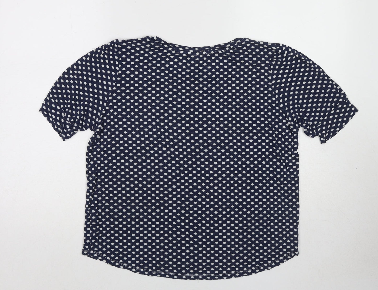H&M Womens Blue Polka Dot Viscose Basic T-Shirt Size M Round Neck