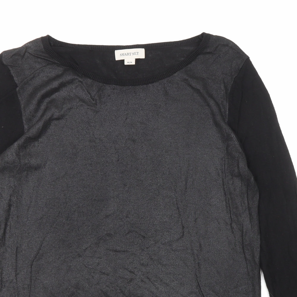 Smart Set Womens Black Round Neck Viscose Pullover Jumper Size M
