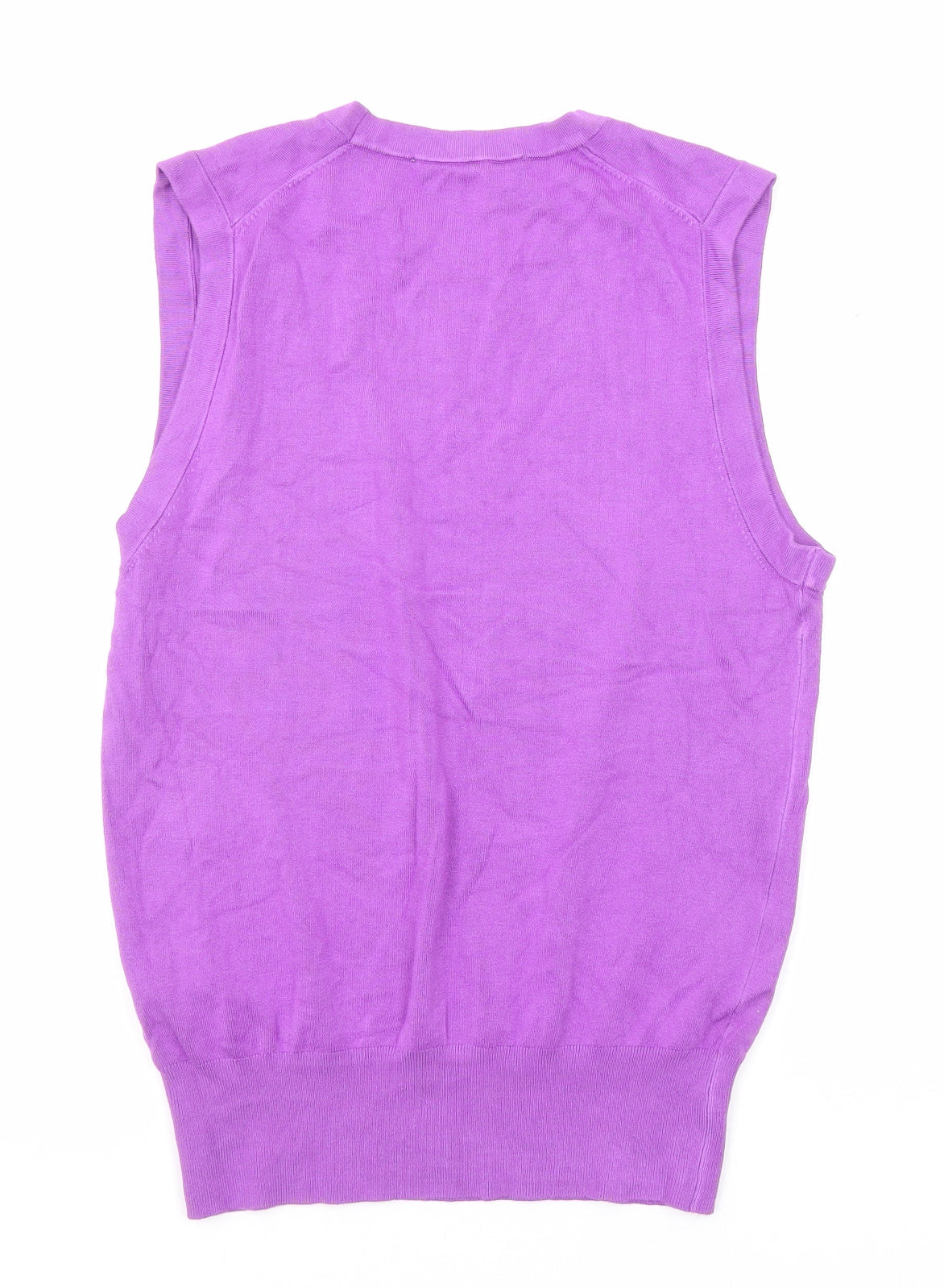 Zara Womens Purple Round Neck Viscose Vest Jumper Size L