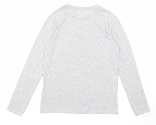 Marks and Spencer Boys Grey Cotton Pullover T-Shirt Size 12-13 Years Crew Neck Pullover - Football