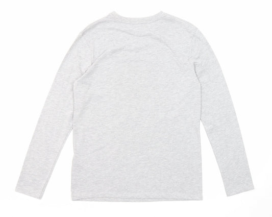 Marks and Spencer Boys Grey Cotton Pullover T-Shirt Size 12-13 Years Crew Neck Pullover - Football