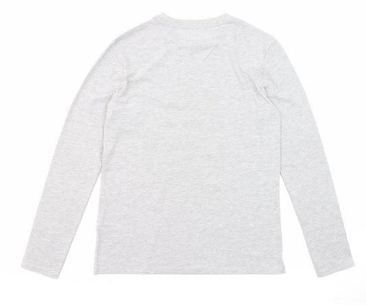 Marks and Spencer Boys Grey Cotton Pullover T-Shirt Size 12-13 Years Crew Neck Pullover - Football