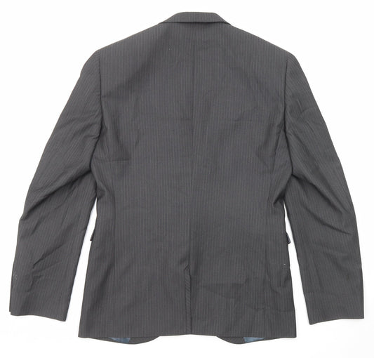 NEXT Mens Grey Striped Polyester Jacket Suit Jacket Size 38 Regular