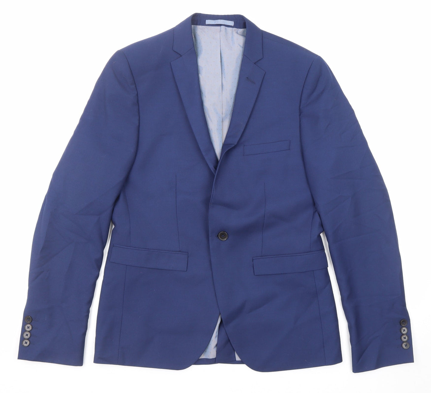 Burton Mens Blue Polyester Jacket Suit Jacket Size 38 Regular
