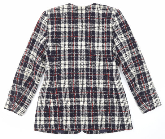 Debenhams Womens Multicoloured Plaid Pea Coat Coat Size 14 Button