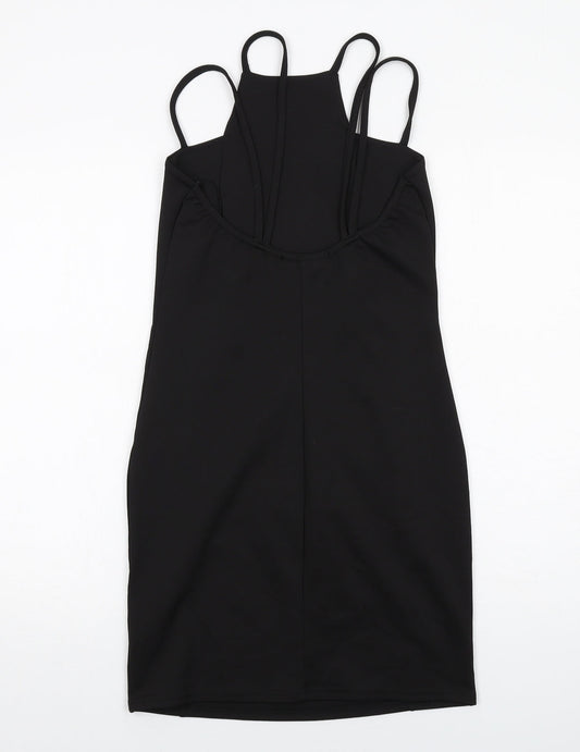Boohoo Womens Black Polyester Bodycon Size 10 Round Neck Pullover