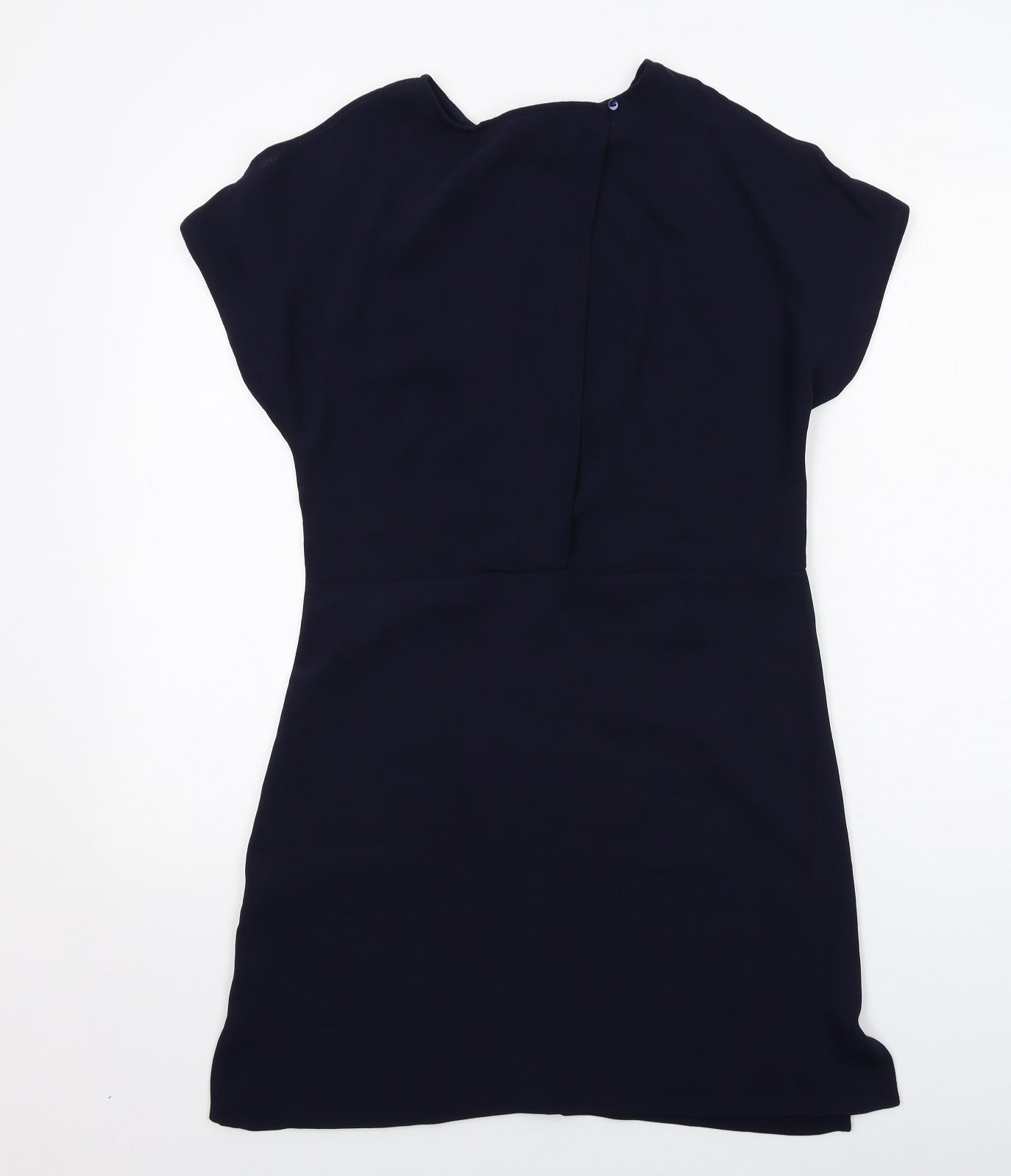 Zara Womens Blue Polyester A-Line Size XS Round Neck Button