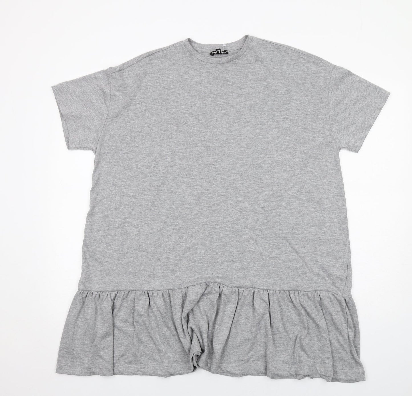 Nasty Gal Womens Grey Cotton T-Shirt Dress Size S Round Neck Pullover