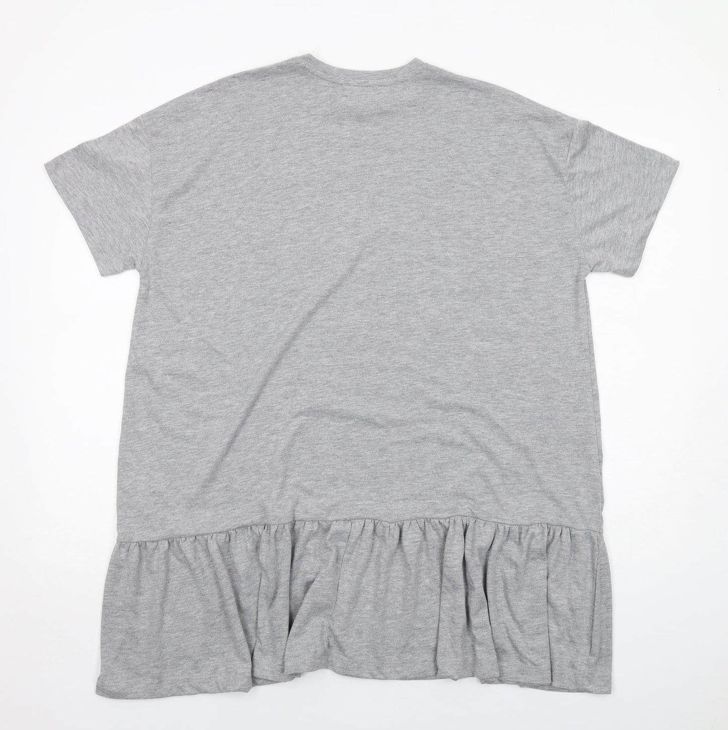 Nasty Gal Womens Grey Cotton T-Shirt Dress Size S Round Neck Pullover