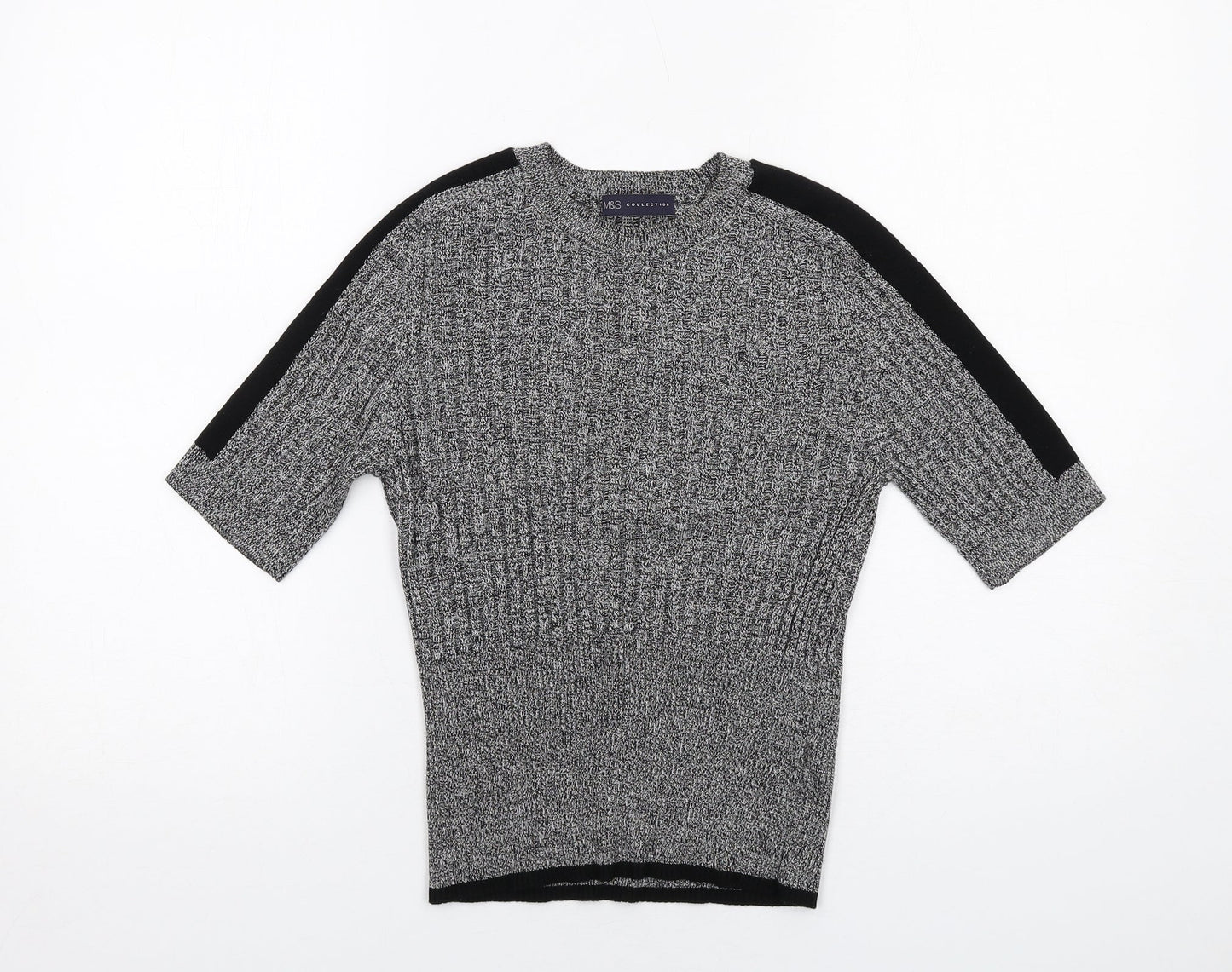 Marks and Spencer Womens Grey Round Neck Viscose Pullover Jumper Size 12
