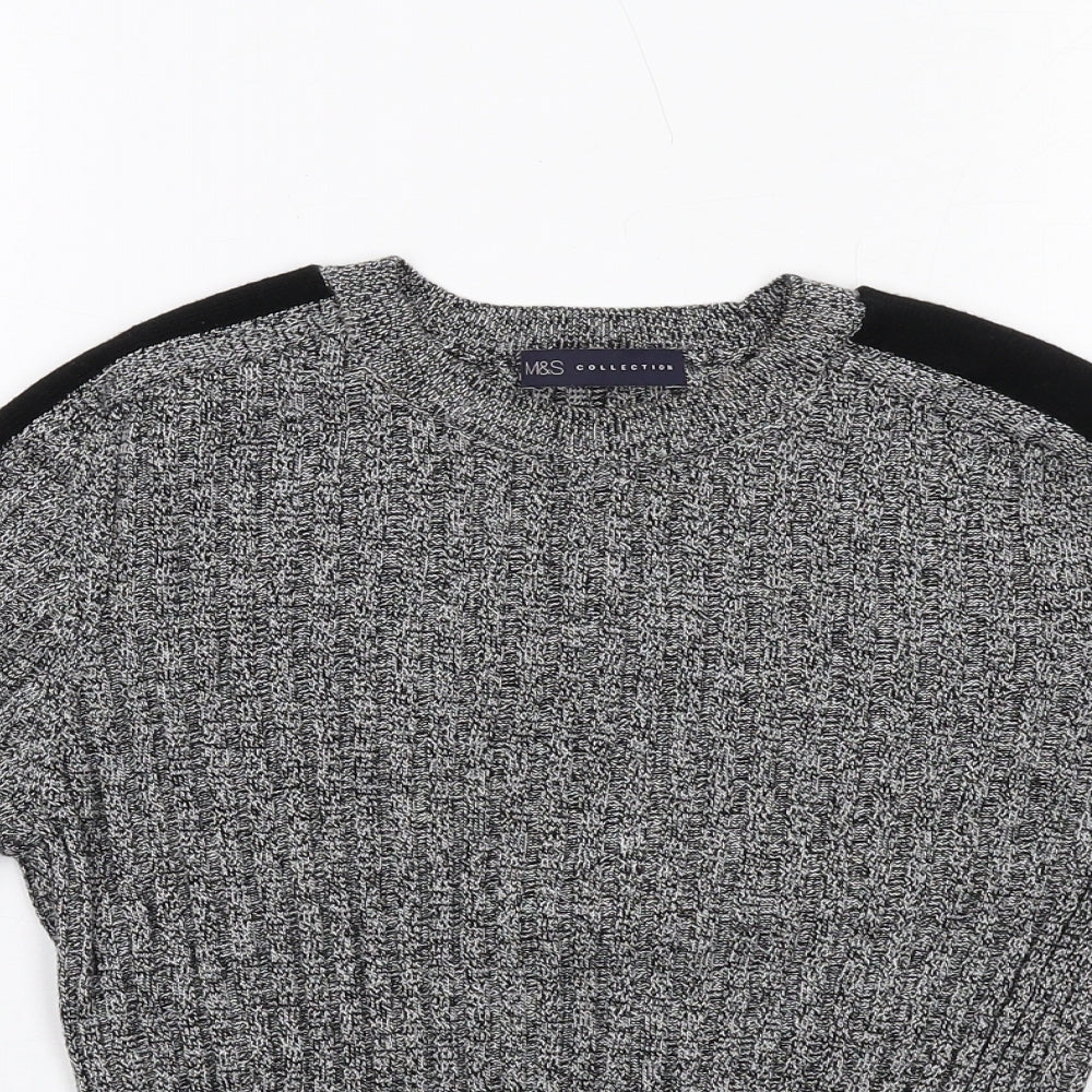 Marks and Spencer Womens Grey Round Neck Viscose Pullover Jumper Size 12