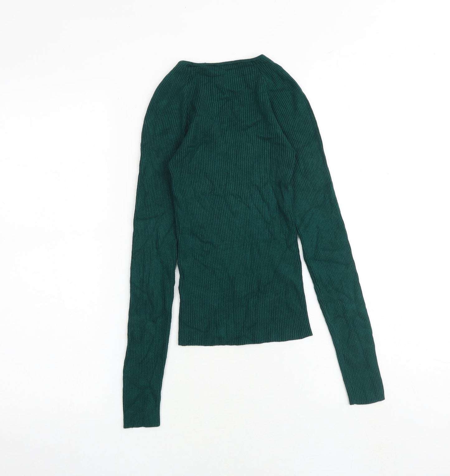 Miss Selfridge Womens Green Square Neck Viscose Pullover Jumper Size 6