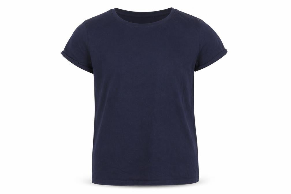 Front view of Next girls’ blue 100% cotton basic t-shirt, size 12, years round neck pullover