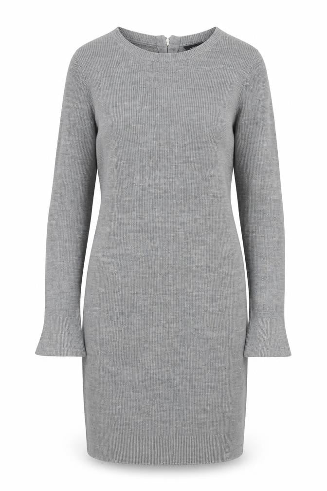 Dorothy Perkins Womens Grey Acrylic Jumper Dress Size 10 Boat Neck Zip