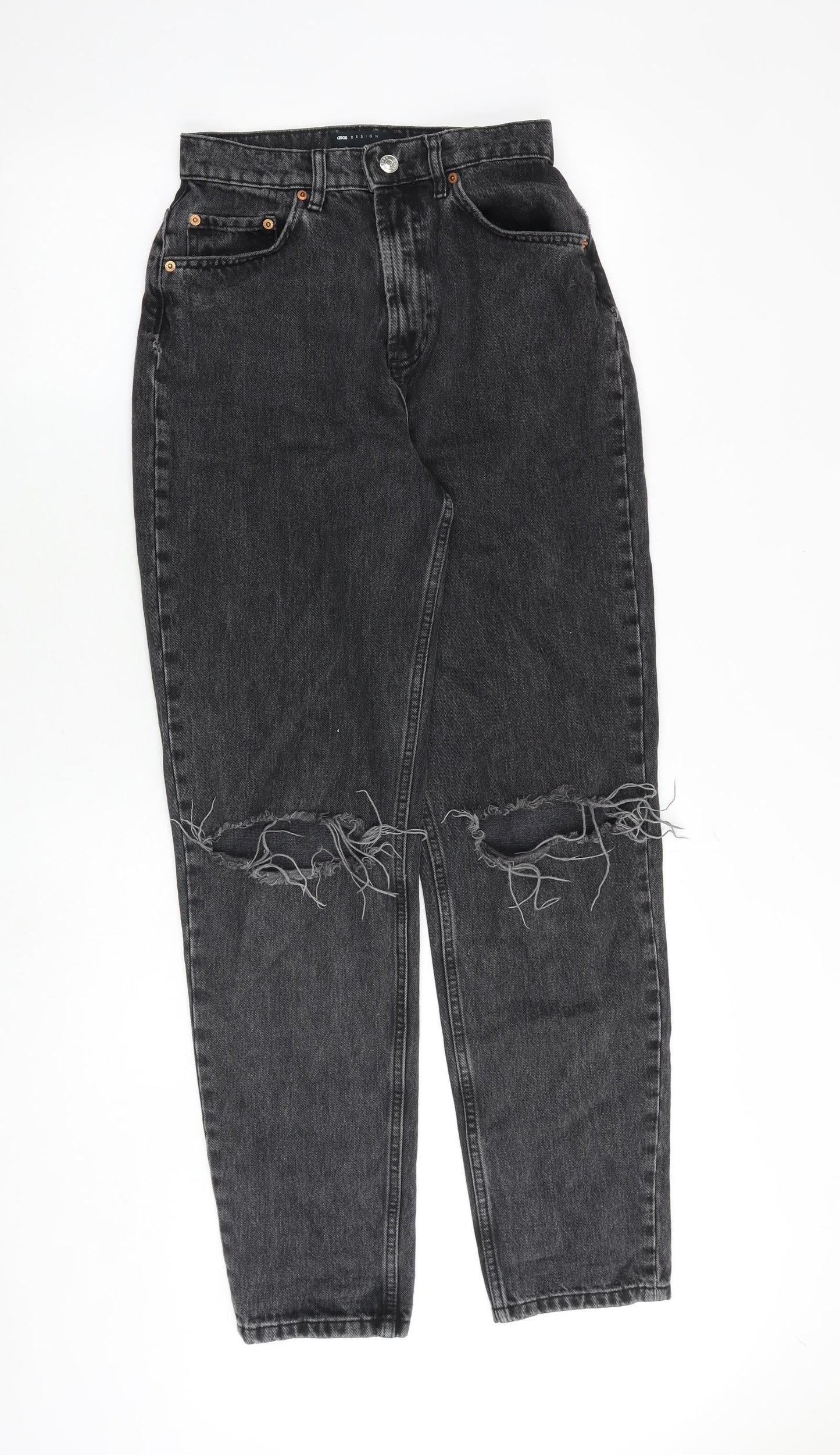 ASOS Womens Grey Cotton Tapered Jeans Size 26 in L32 in Regular Zip