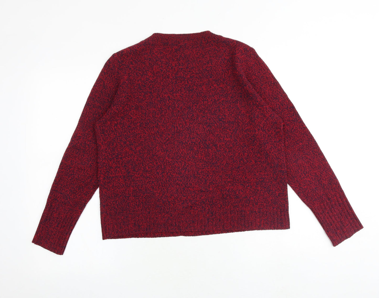 H&M Womens Red Round Neck Acrylic Pullover Jumper Size M