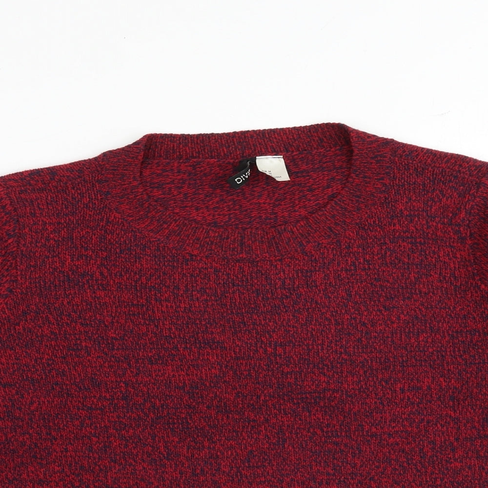 H&M Womens Red Round Neck Acrylic Pullover Jumper Size M