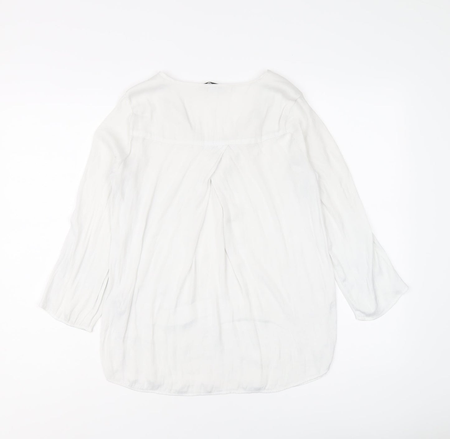 Stradivarius Womens White Polyester Basic Blouse Size XS V-Neck