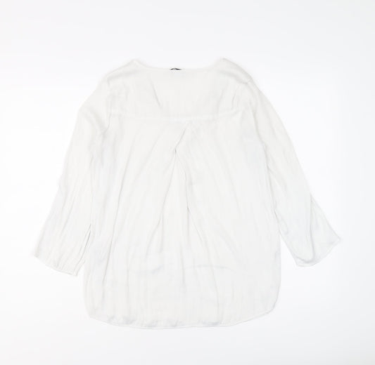 Stradivarius Womens White Polyester Basic Blouse Size XS V-Neck