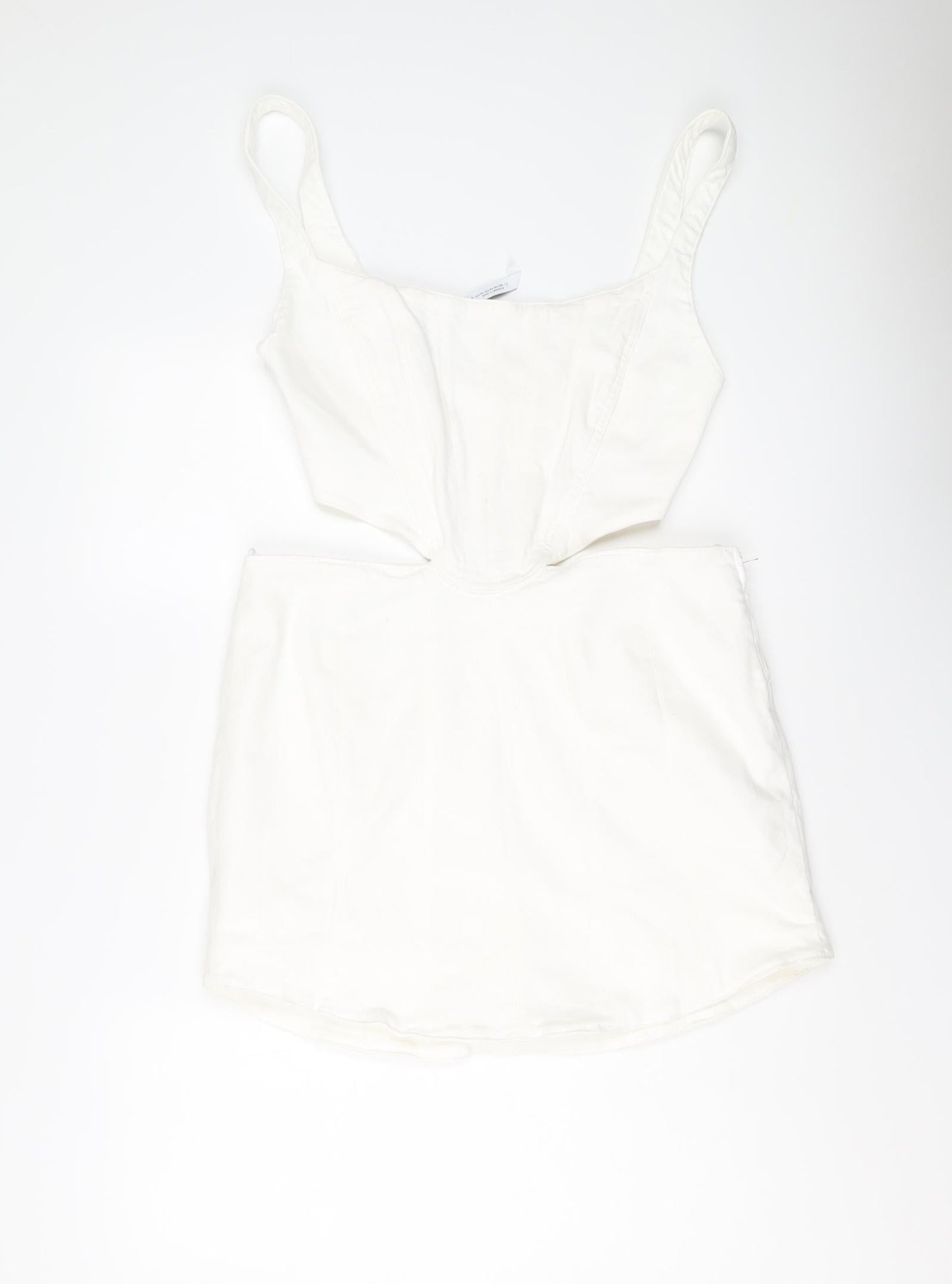 Zara Womens White Cotton Mini Size XL Scoop Neck Zip
