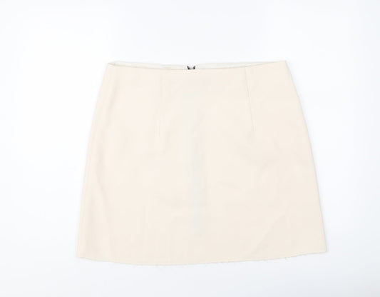 Topshop Womens Beige Polyester A-Line Skirt Size 14 Zip