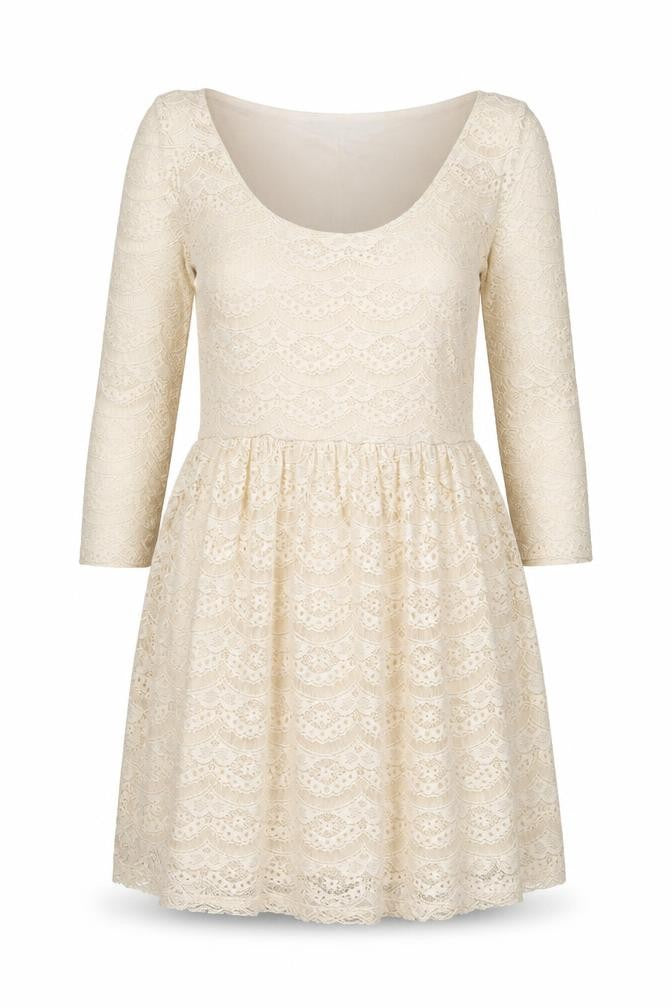 Warehouse Womens Ivory Polyester Mini Size 6 Scoop Neck Pullover