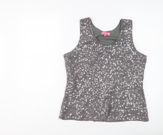 Strange Womens Grey Polyester Basic Tank Size 12 Scoop Neck