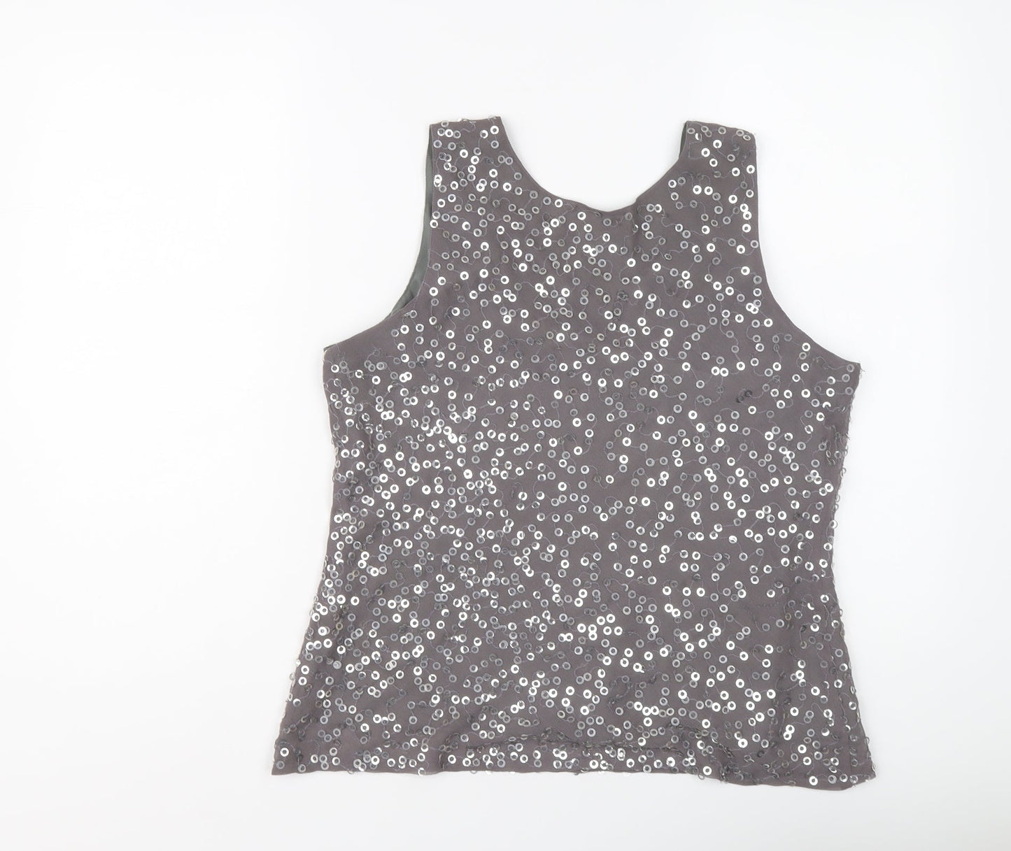 Strange Womens Grey Polyester Basic Tank Size 12 Scoop Neck
